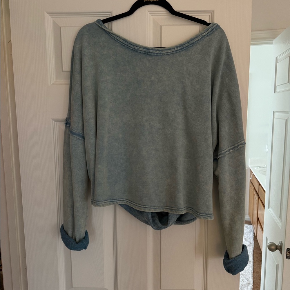 Free People Light Blue Knit Top
